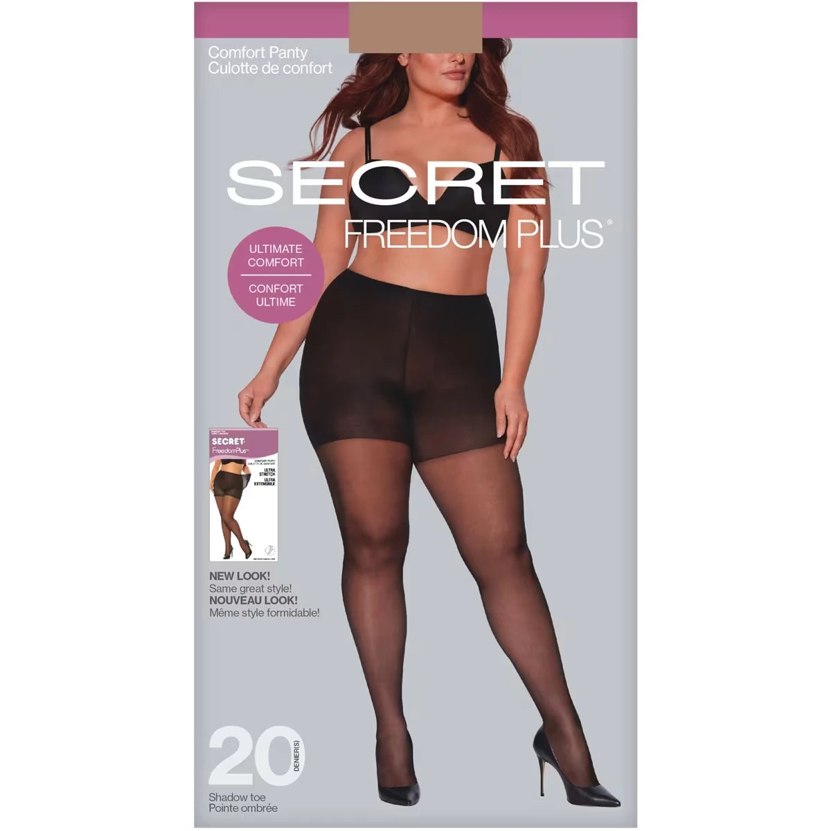 bas culotte diaphane avec culotte de confort et pointes ombrées
