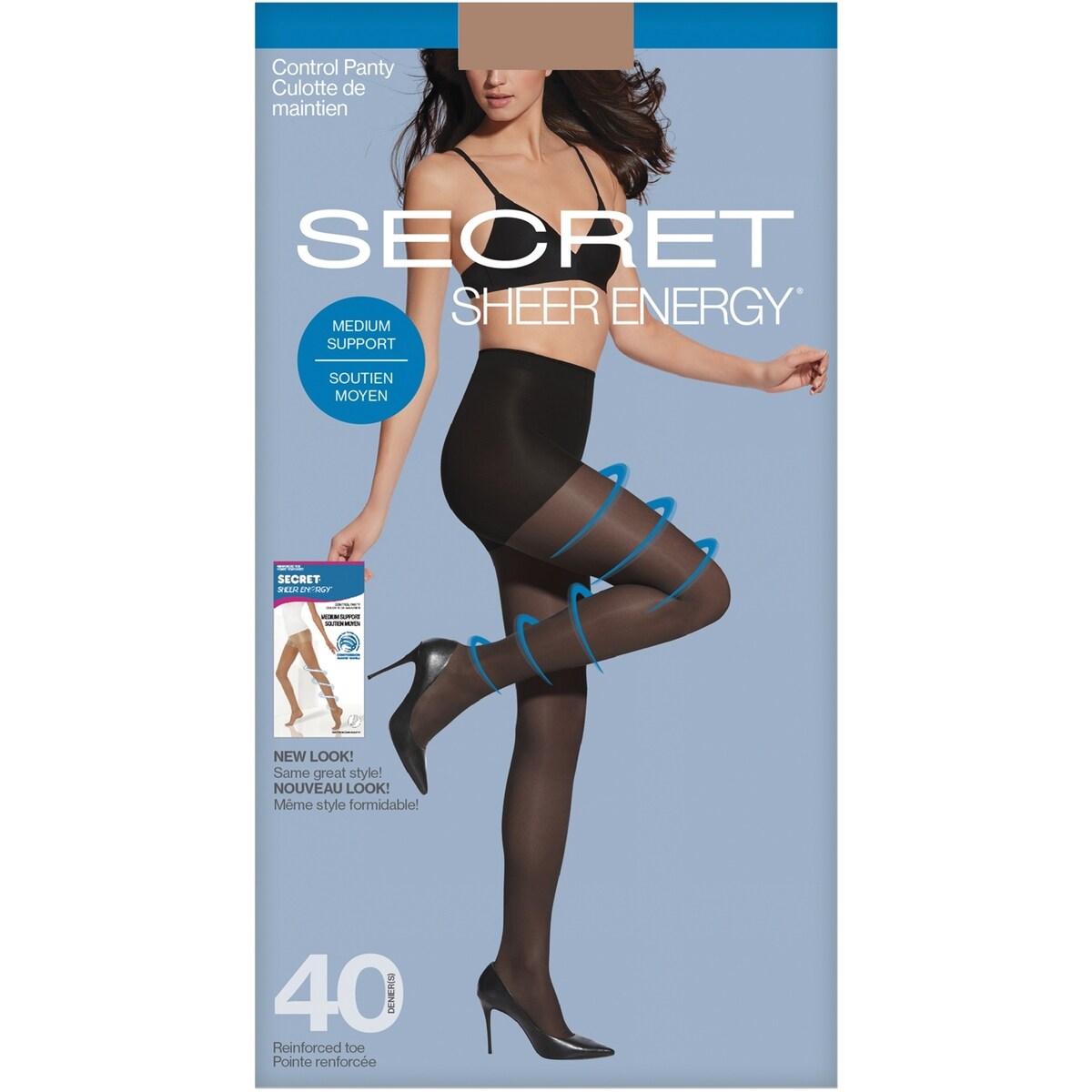 SECRET SHEER ENERGY® Bas culotte, avec culotte de maintien et soutien moyen pointe renforcée - B