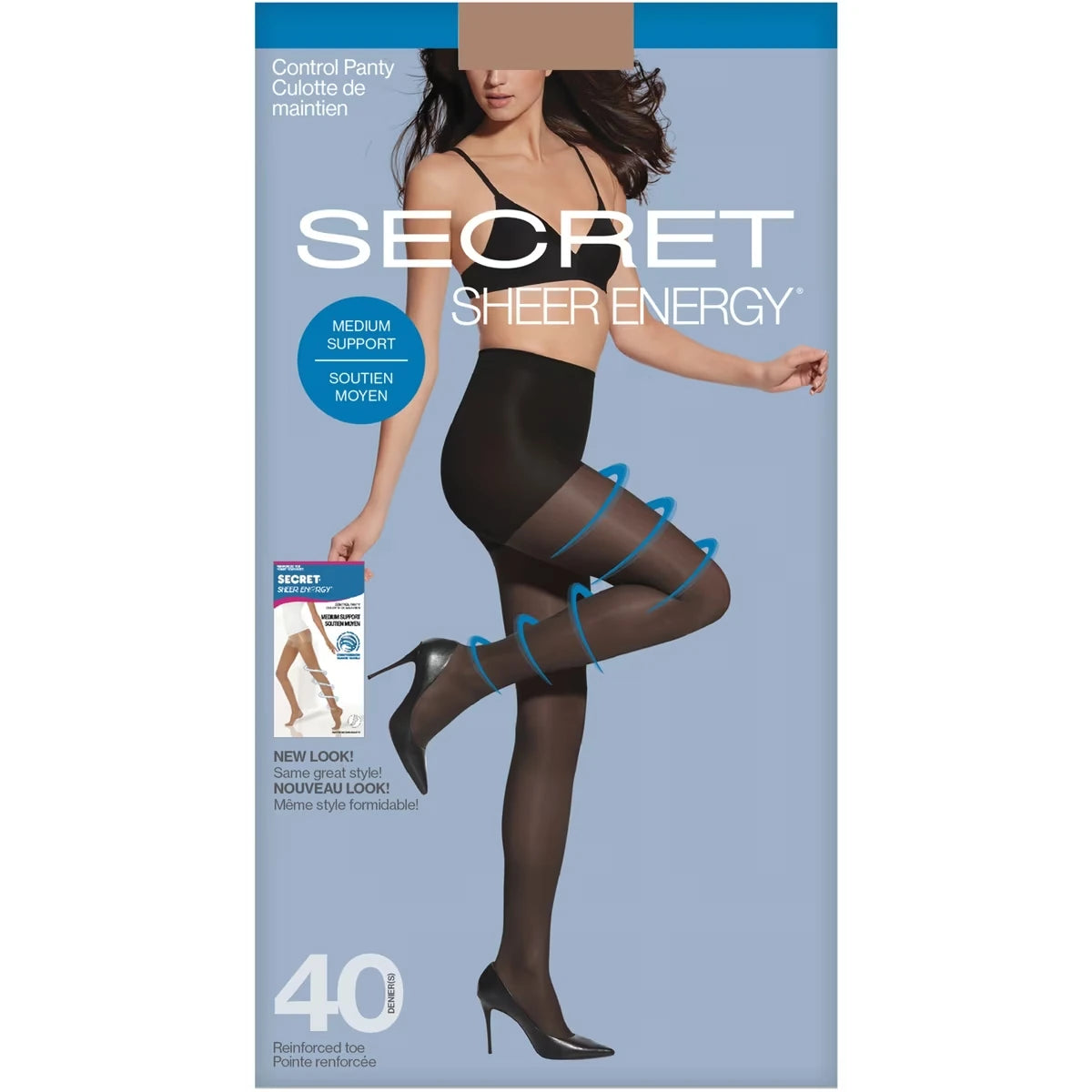 SECRET SHEER ENERGY® Bas culotte, avec culotte de maintien et soutien moyen pointe renforcée - D