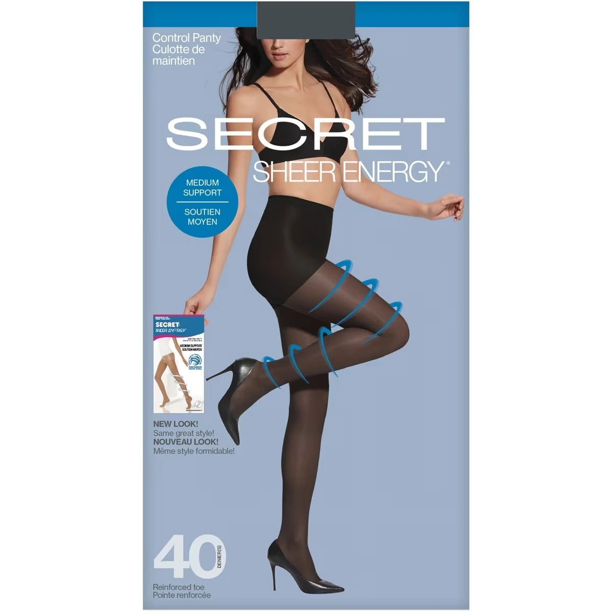 SECRET SHEER ENERGY® Bas culotte, avec culotte de maintien et soutien moyen pointe renforcée - B