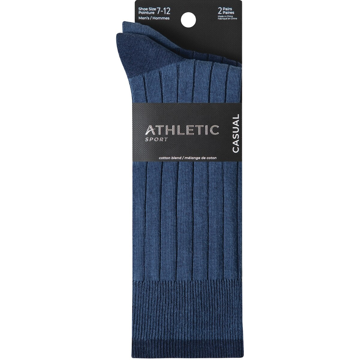 Homme Mi-Chaussette côtelé 2 paires