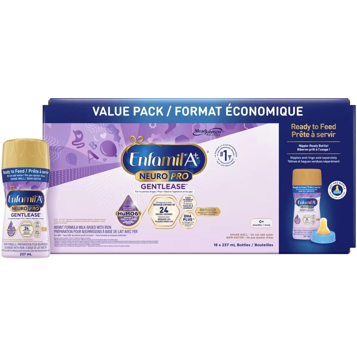 Formule pour bébé A+ NeuroPro Gentlease , prête à nourrir, 237 ml x 18ct