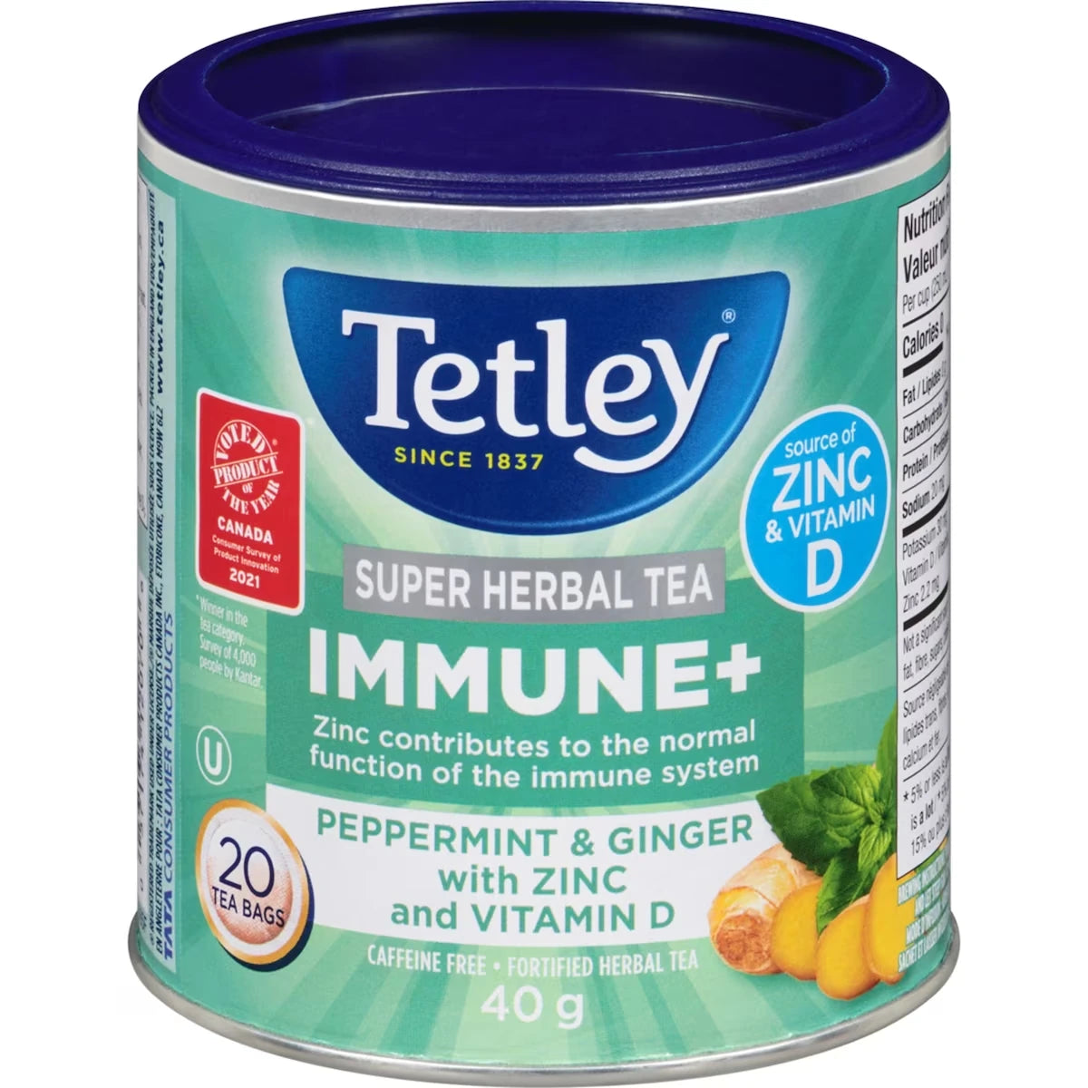 Super tisane immunité+ menthe poivrée et gingembre avec zinc et vitamine d