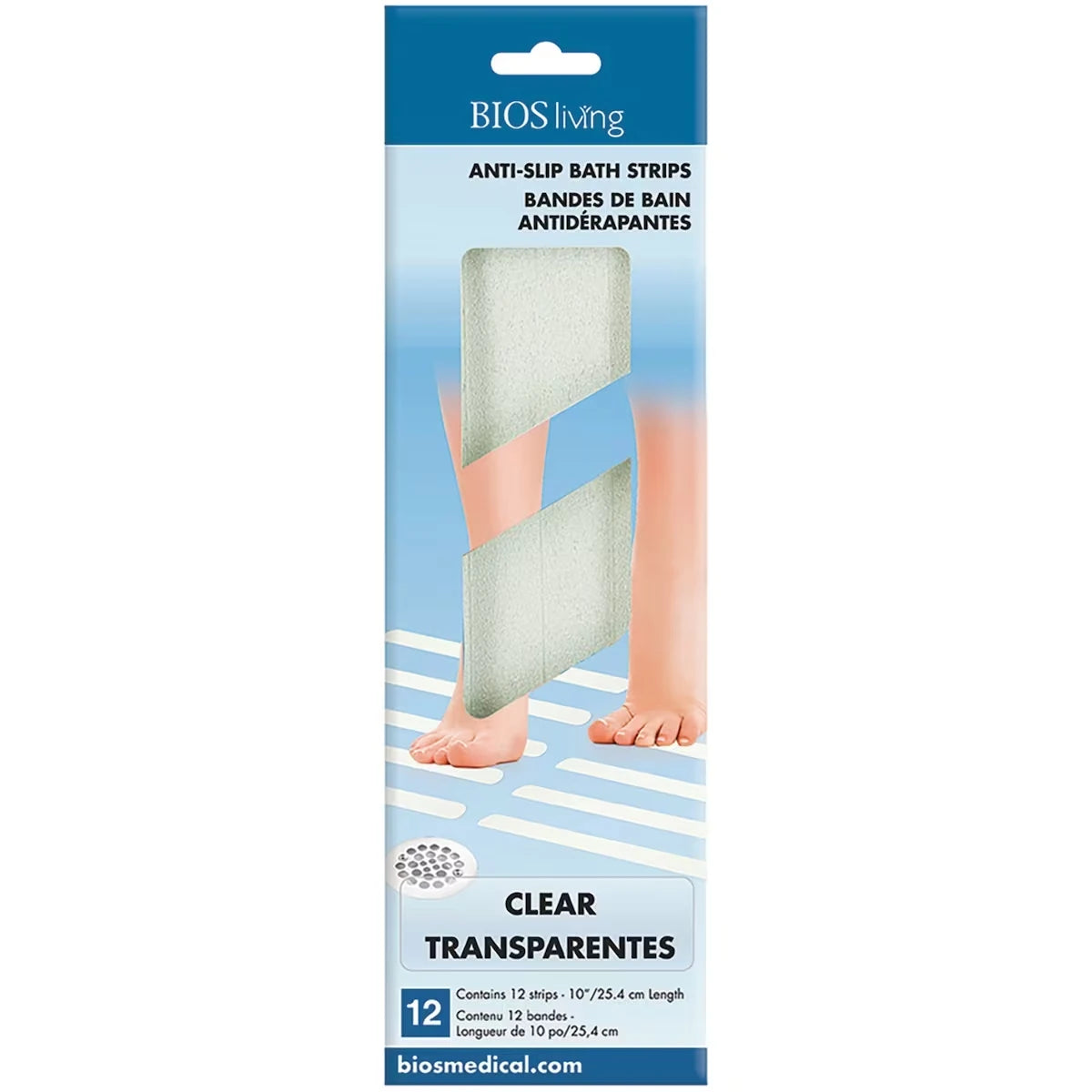 Bandes de bain autoadhésives et antidérapantes – Couleur : transparente