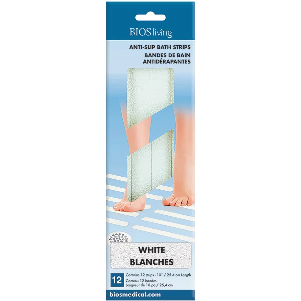 Bandes de bain autoadhésives et antidérapantes – Couleur : blanc
