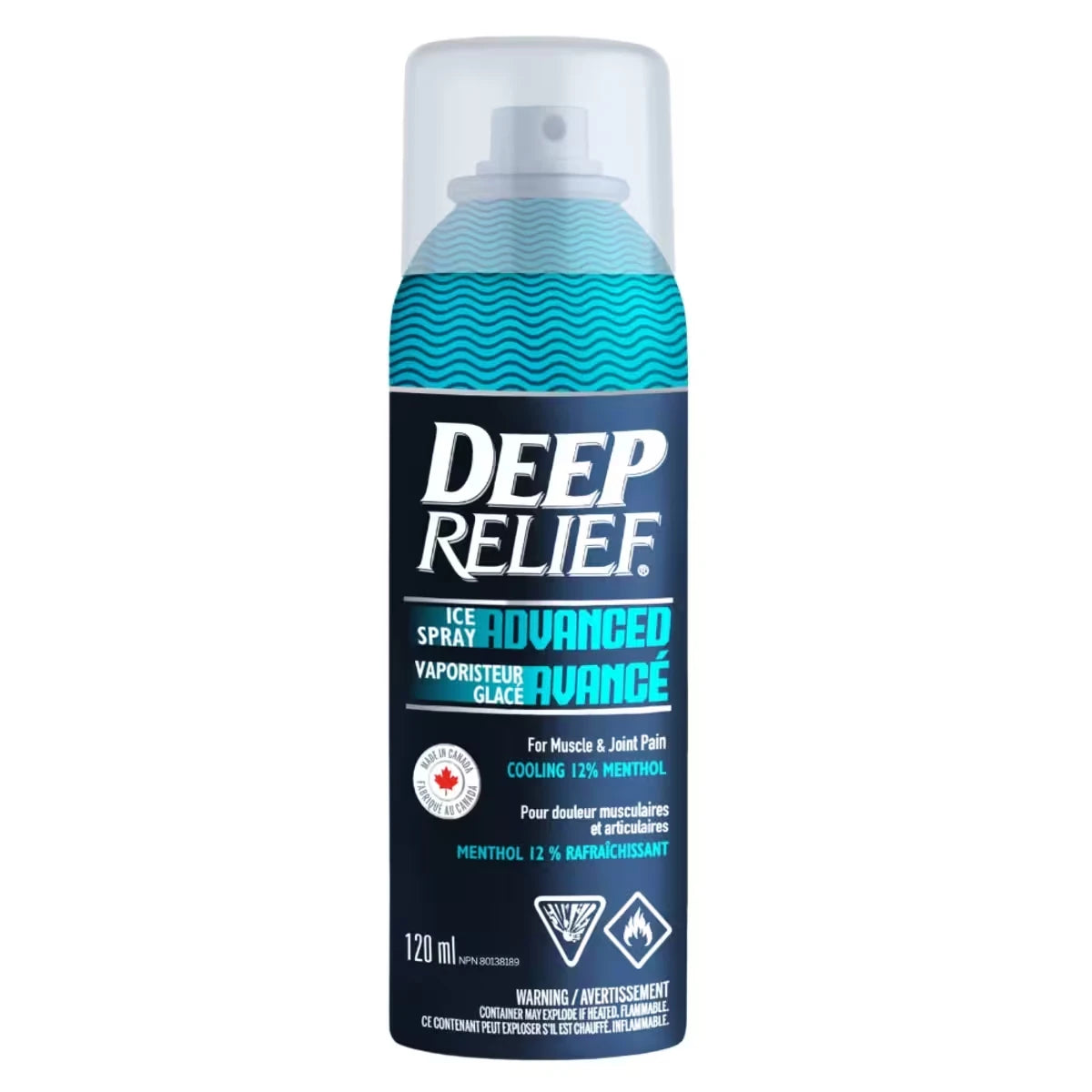 Spray glacé avancé | Soulagement rapide de la douleur musculaire et articulaire | Formule rafraîchissante à 12 % de menthol | Non gras, séchage rapide | Fabriqué au Canada – 120 ml