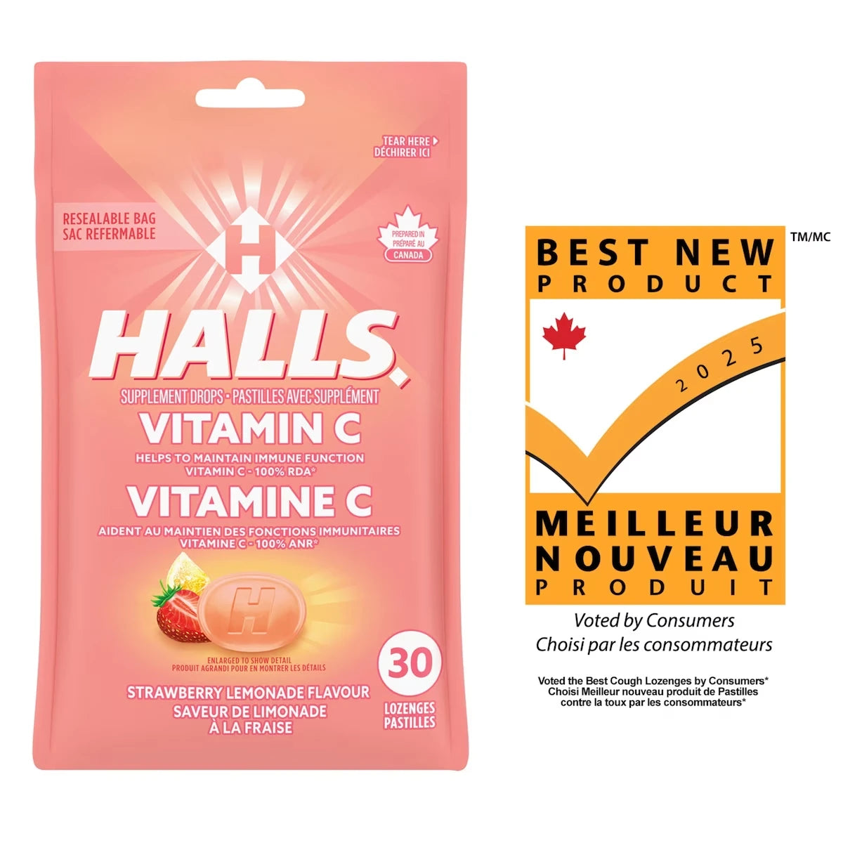 VITAMINE C Pastilles pour la toux Saveur  DE LIMONADE A' LA FRAISE