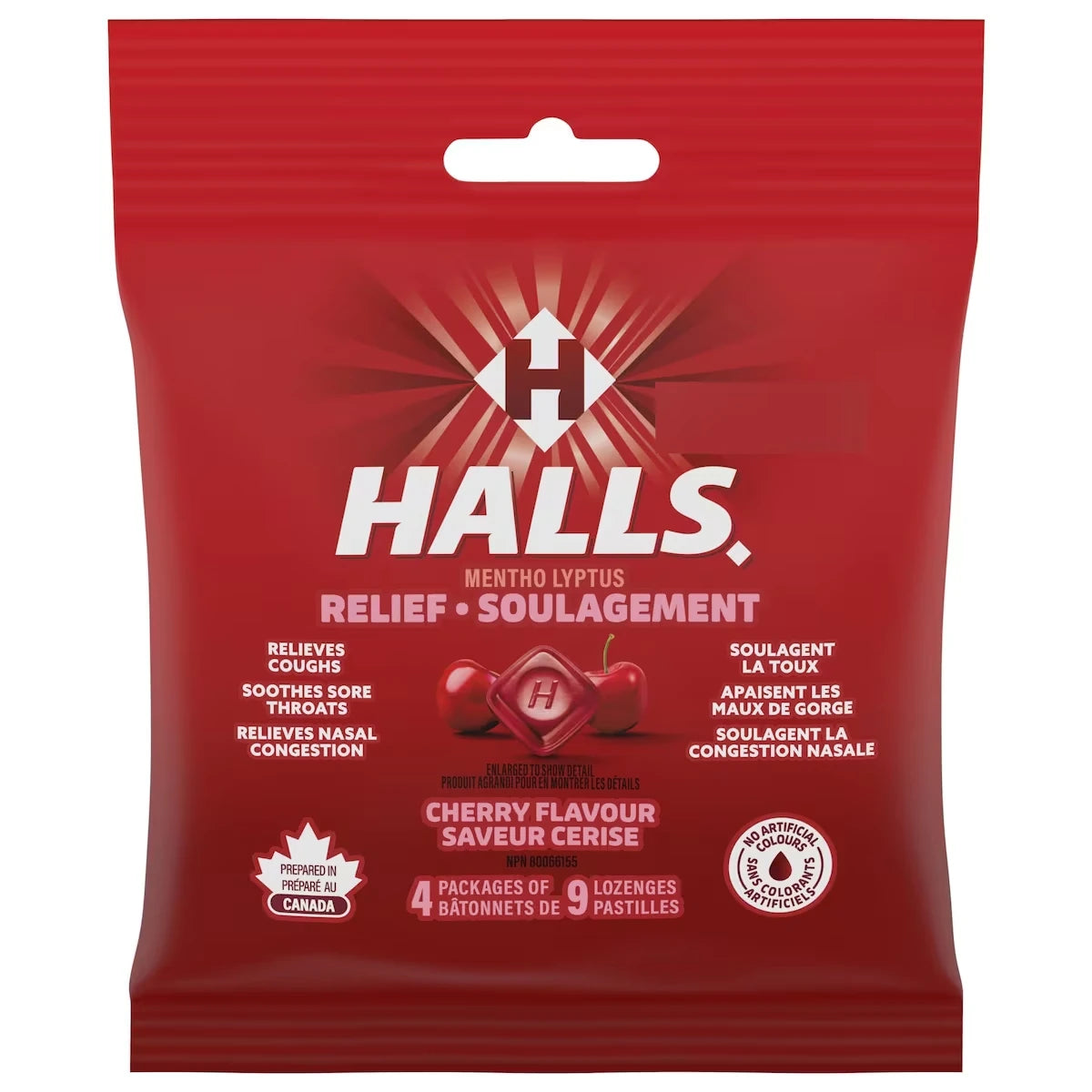 HALLS Soulagement avec Mentho-Lyptus Saveur Cerise, emb. mult. 4 x 9 pastilles