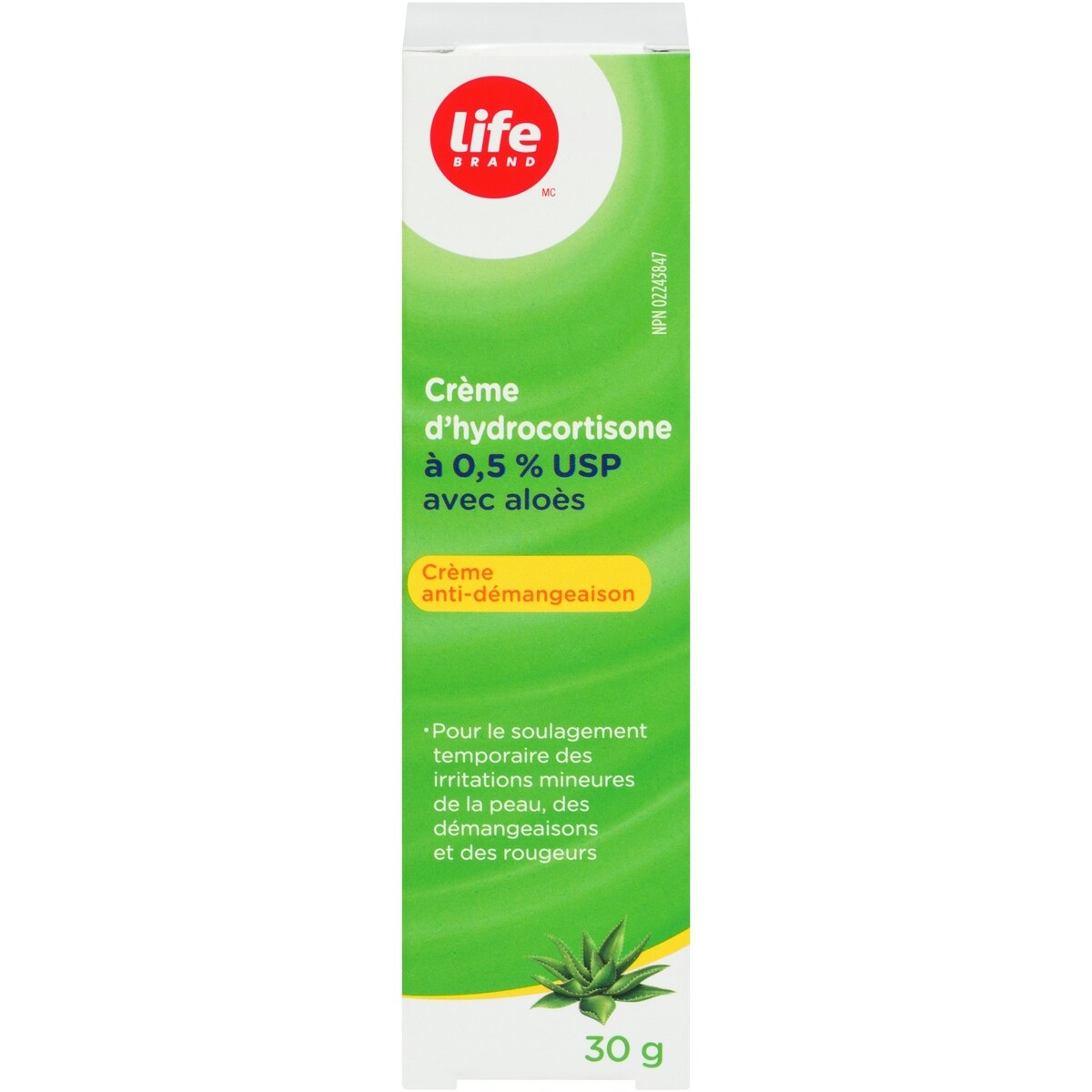 Crème d'hydrocortisone à 0,5 % avec aloès