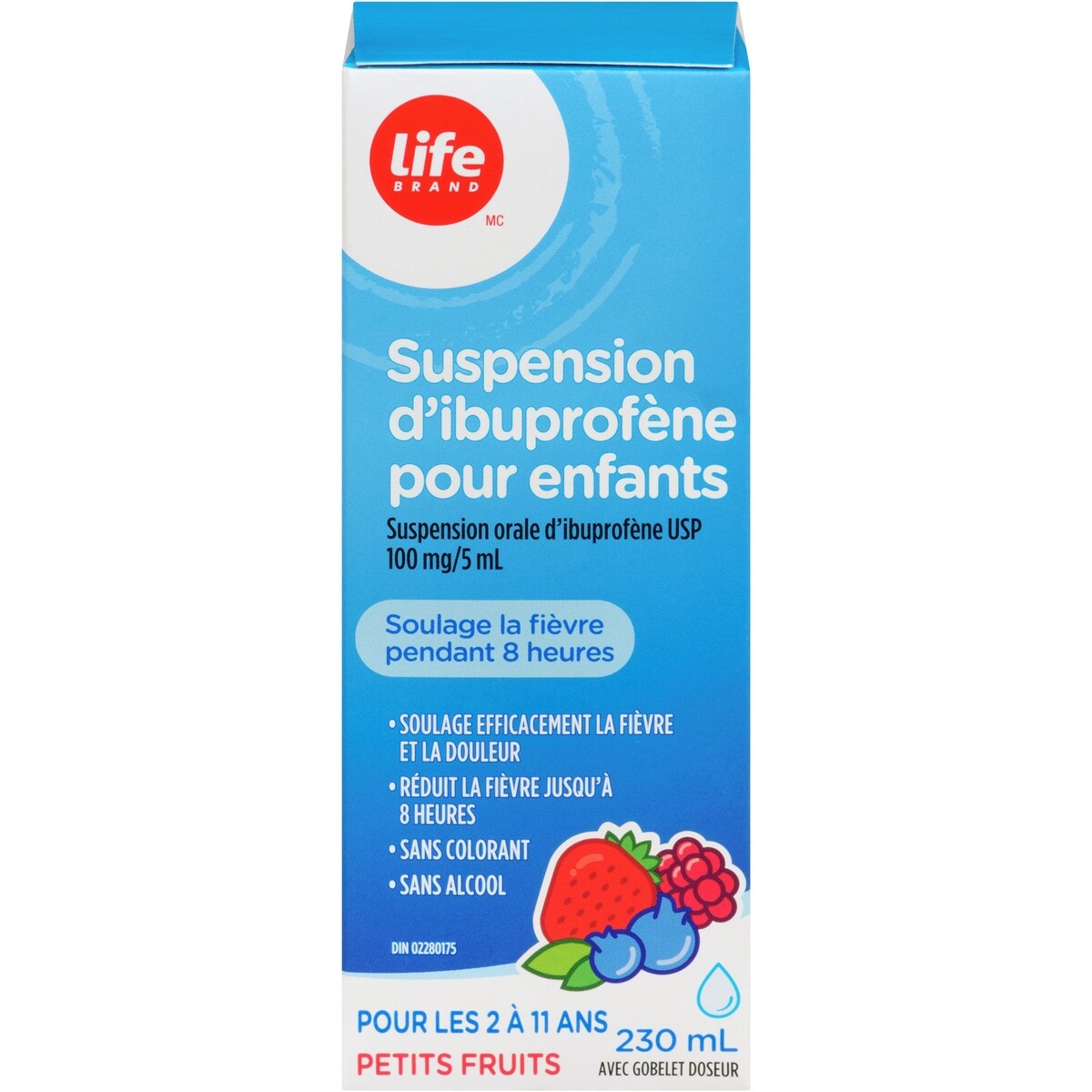 Suspension d’ibuprofène pour enfants, 
Suspension orale d’ibuprofène USP 100mg/5mL, Sans colorant