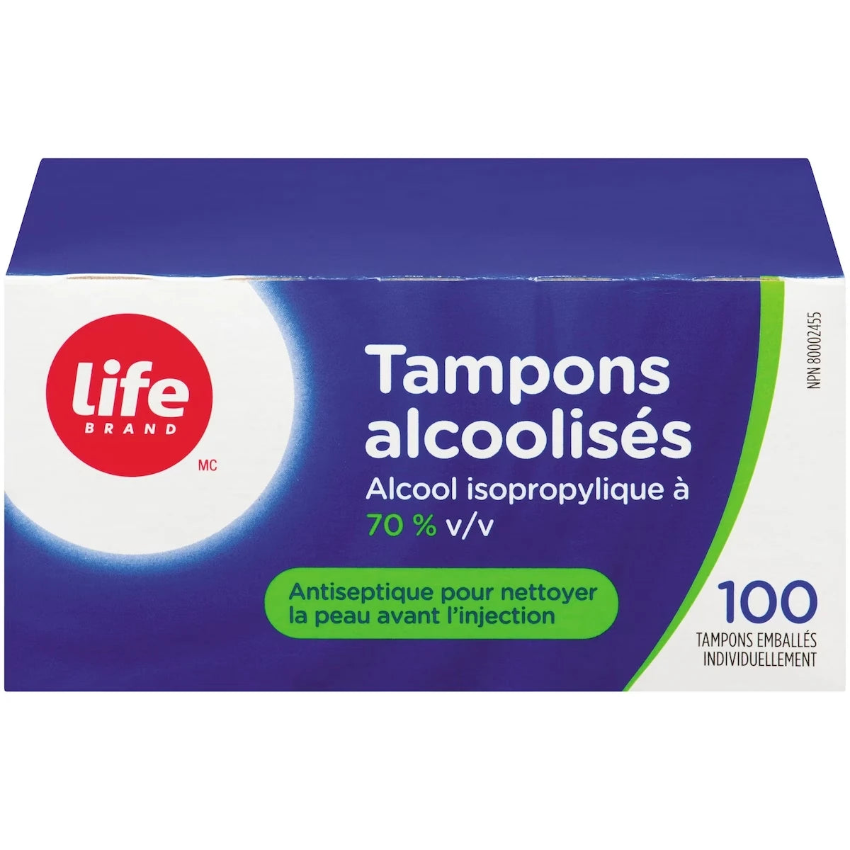 Tampons alcoolisés, Alcool isopropylique à 70 % v/v
