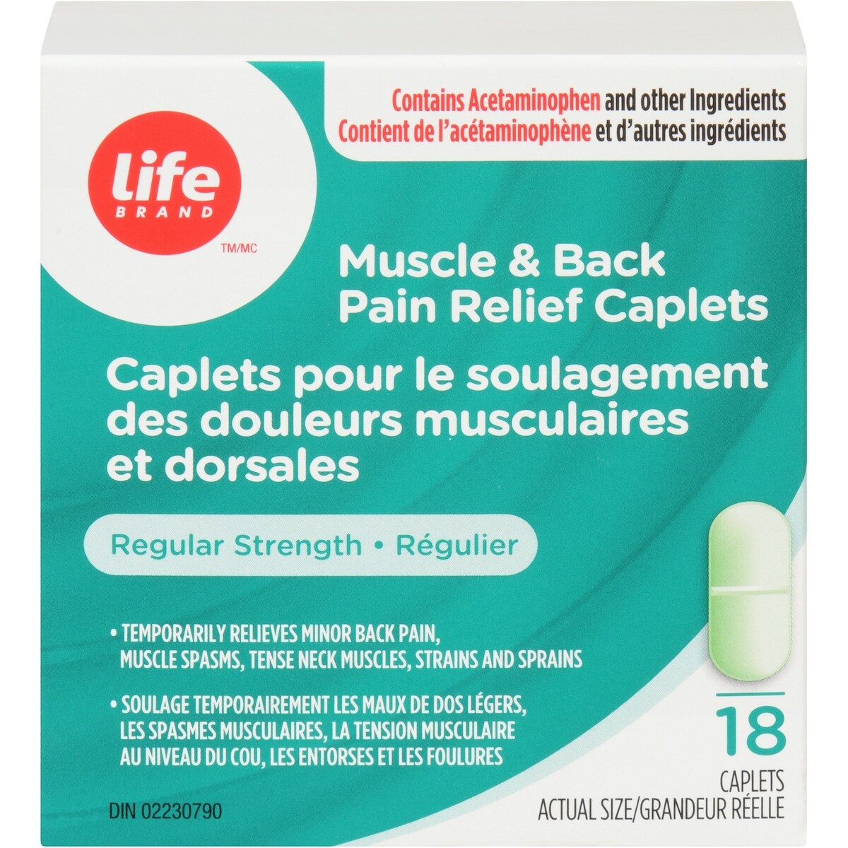 Caplets pour le soulagement des douleurs musculaires et dorsales