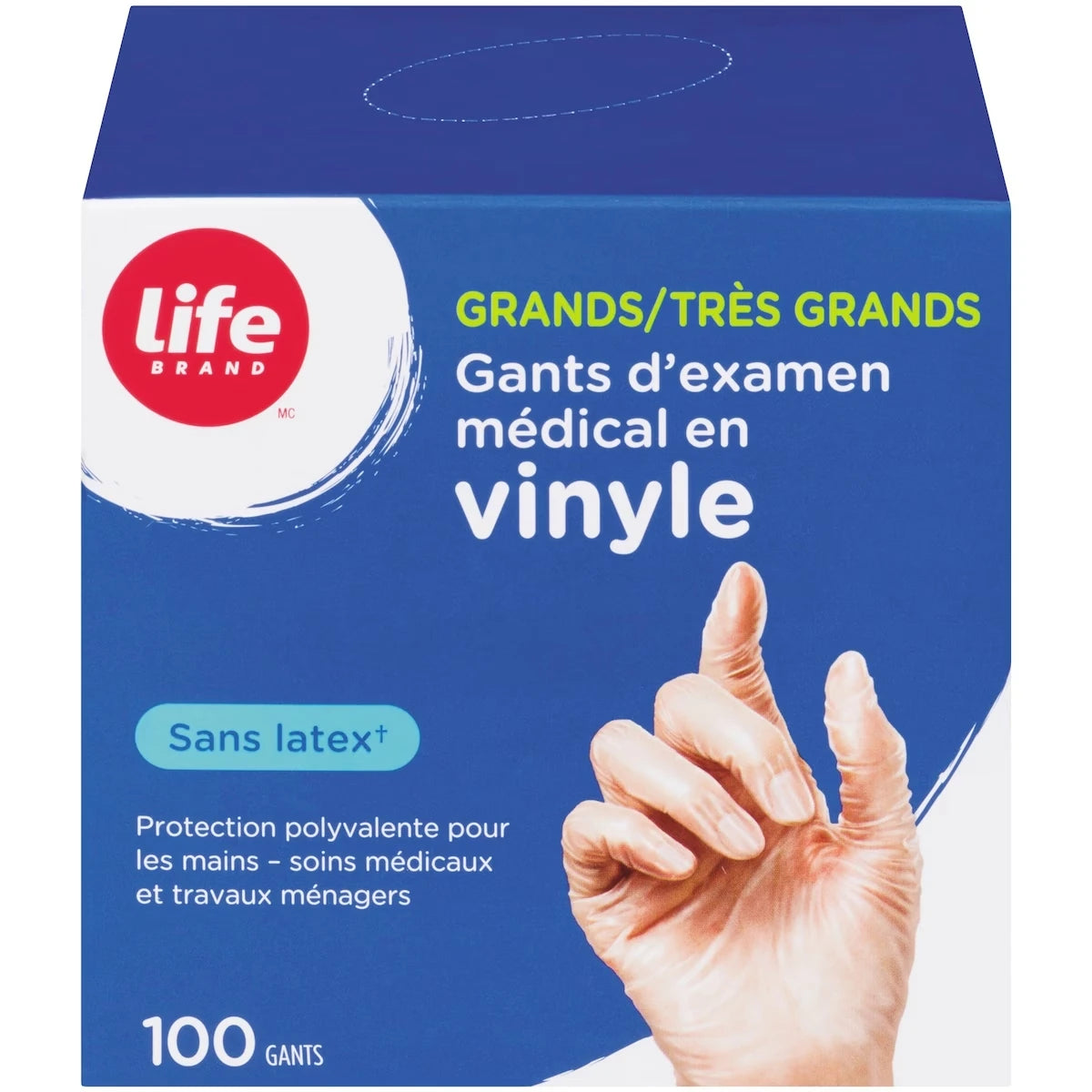 Gants d'examen médical en vinyle 100ct L / XL