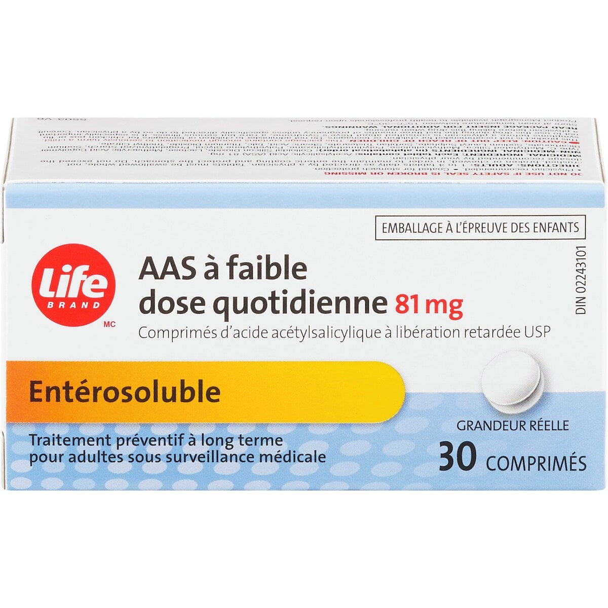 AAS 81mg
Comprimés d'acide acétylsalicylique à liberation prolongée USP