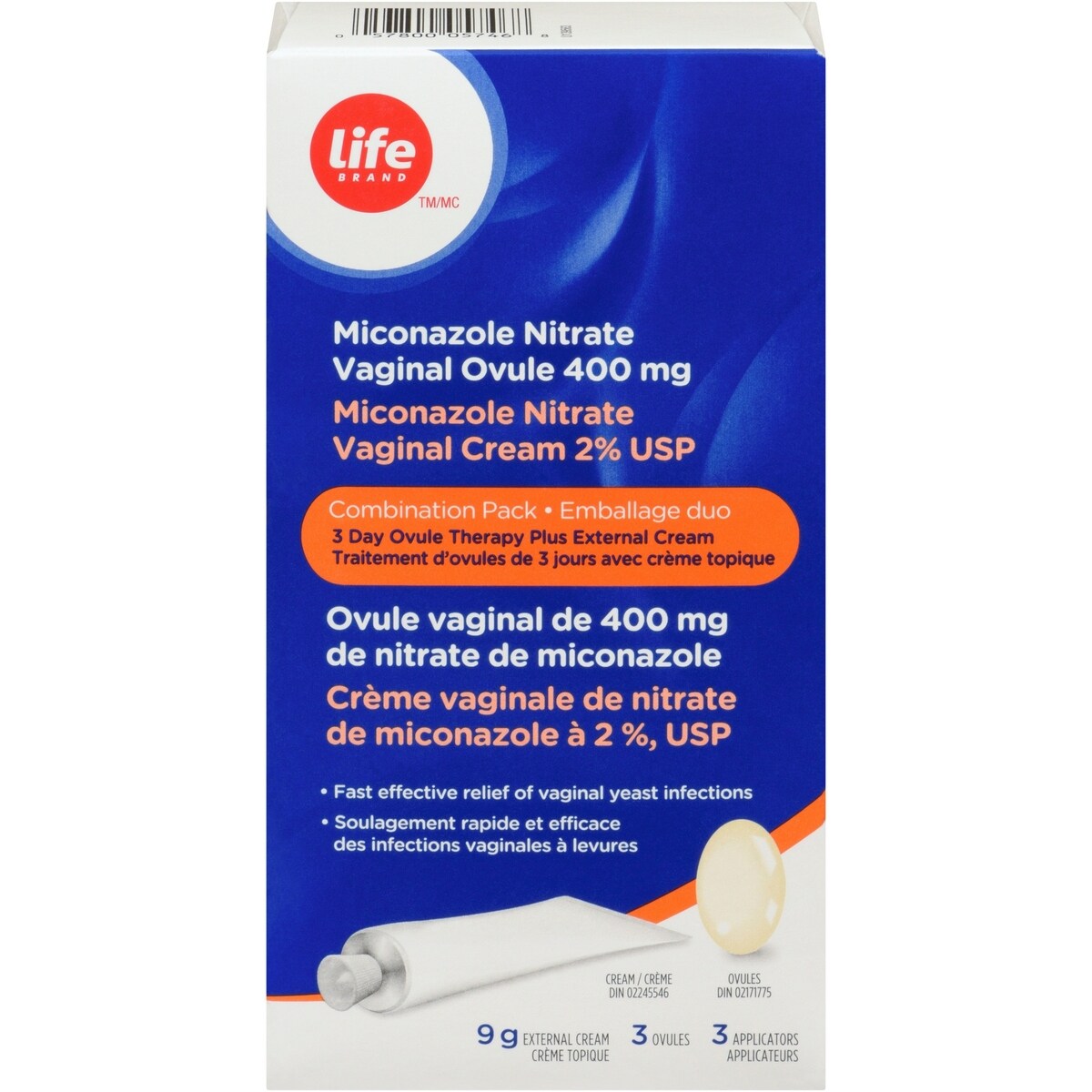 Ovule vaginal de 400 mg de nitrate de miconazole  Crème vaginale de nitrate de miconazole à 2 %, USP