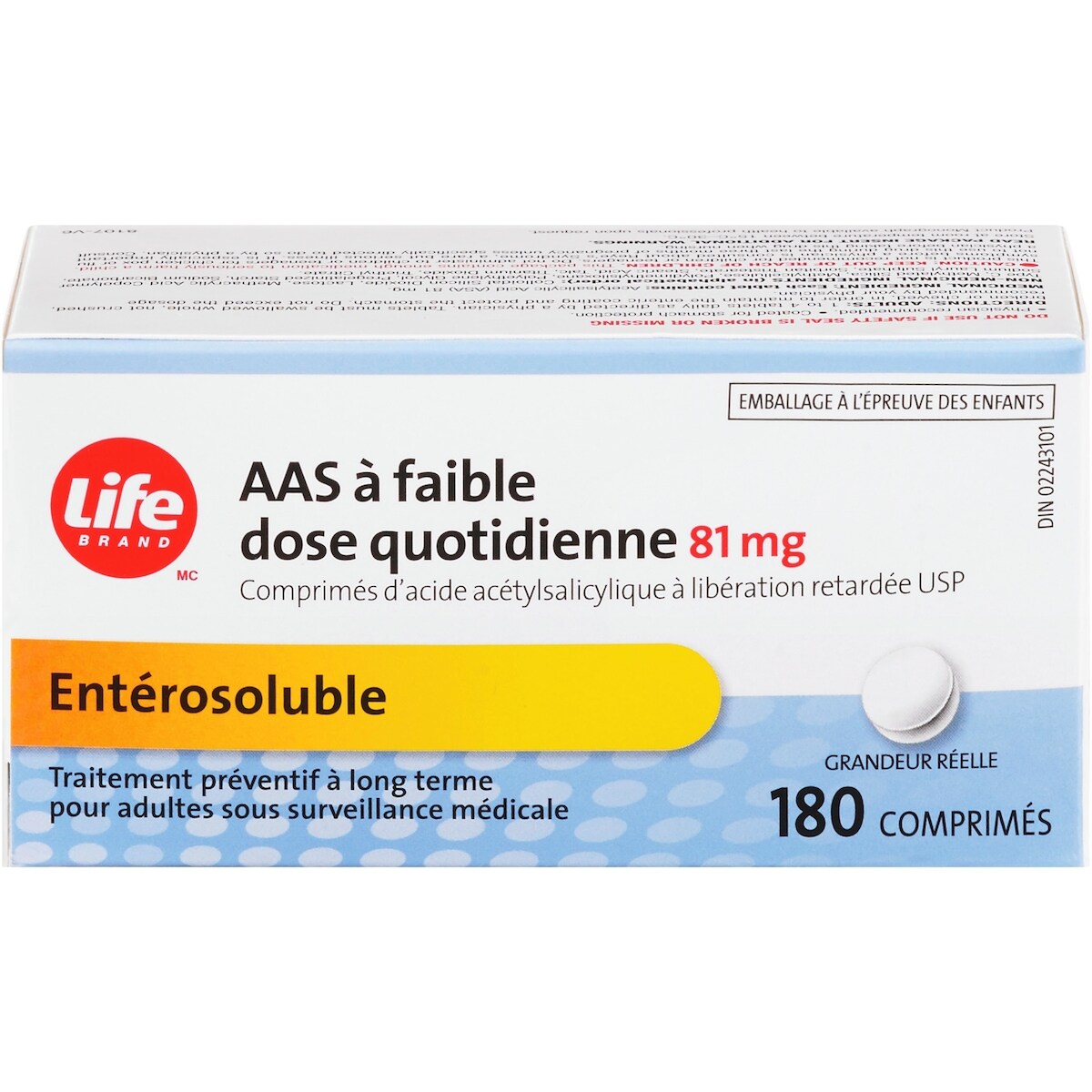 AAS 81mg
Comprimés d'acide acétylsalicylique à liberation prolongée USP