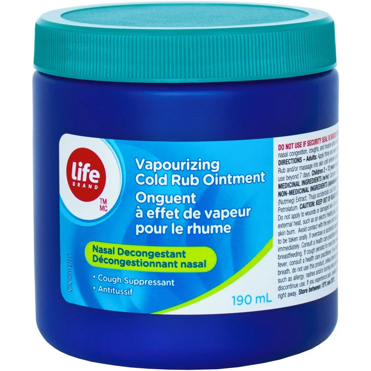 Onguent à effet de vapeur pour le rhume
