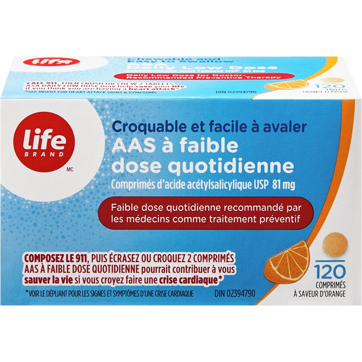 AAS À FAIBLE DOSE QUOTIDIENNE
Comprimés d’acide acétylsalicylique USP