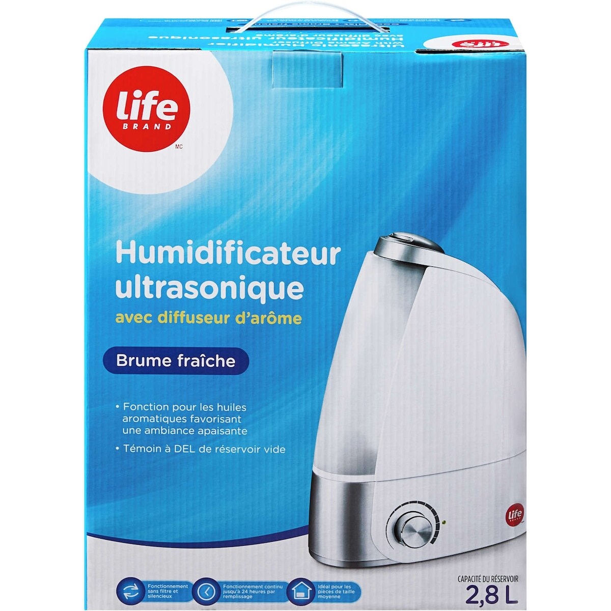 Humidicateur ultrasonique avec diffuseur d'arôme brume fraîche 2.8L
