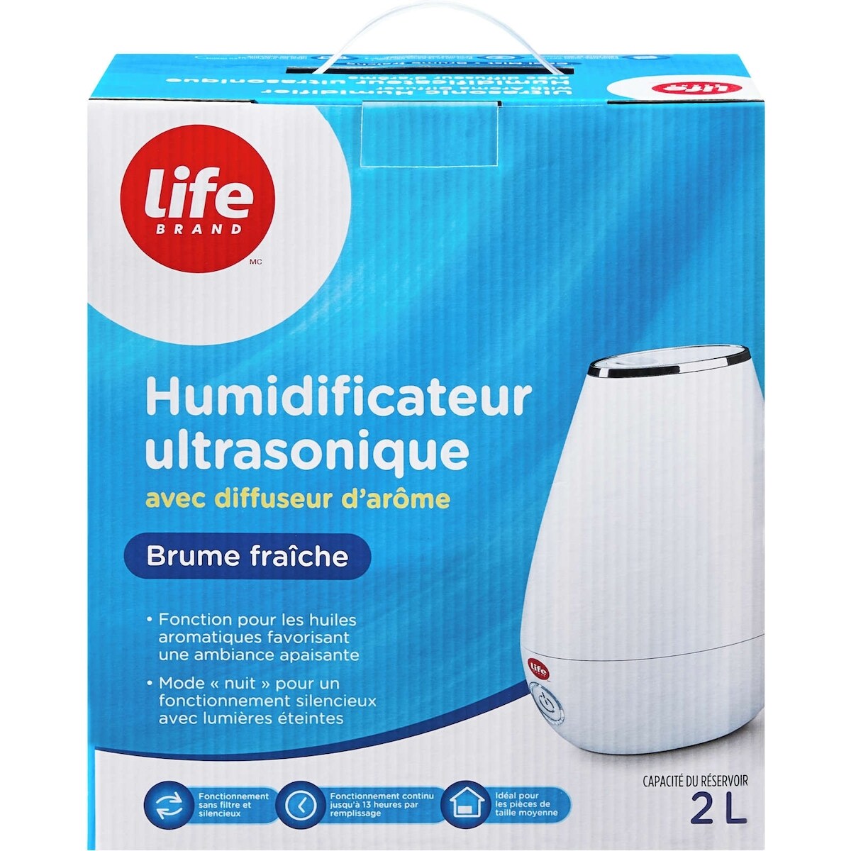 Humidicateur ultrasonique avec diffuseur d'arôme brume fraîche 2L