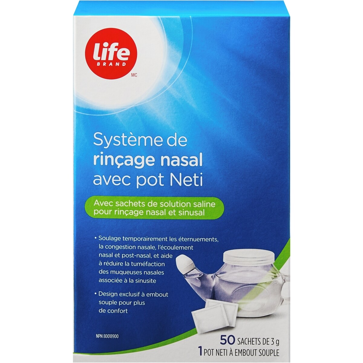 Systeme de rincage nasal avec pot Neti