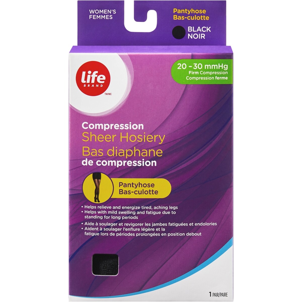 Bas diaphane de compression bas-culotte L 20-30