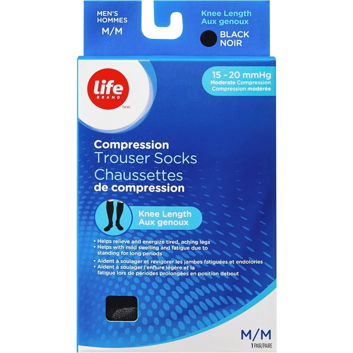 Bas diaphane de compression aux genoux M 15-20