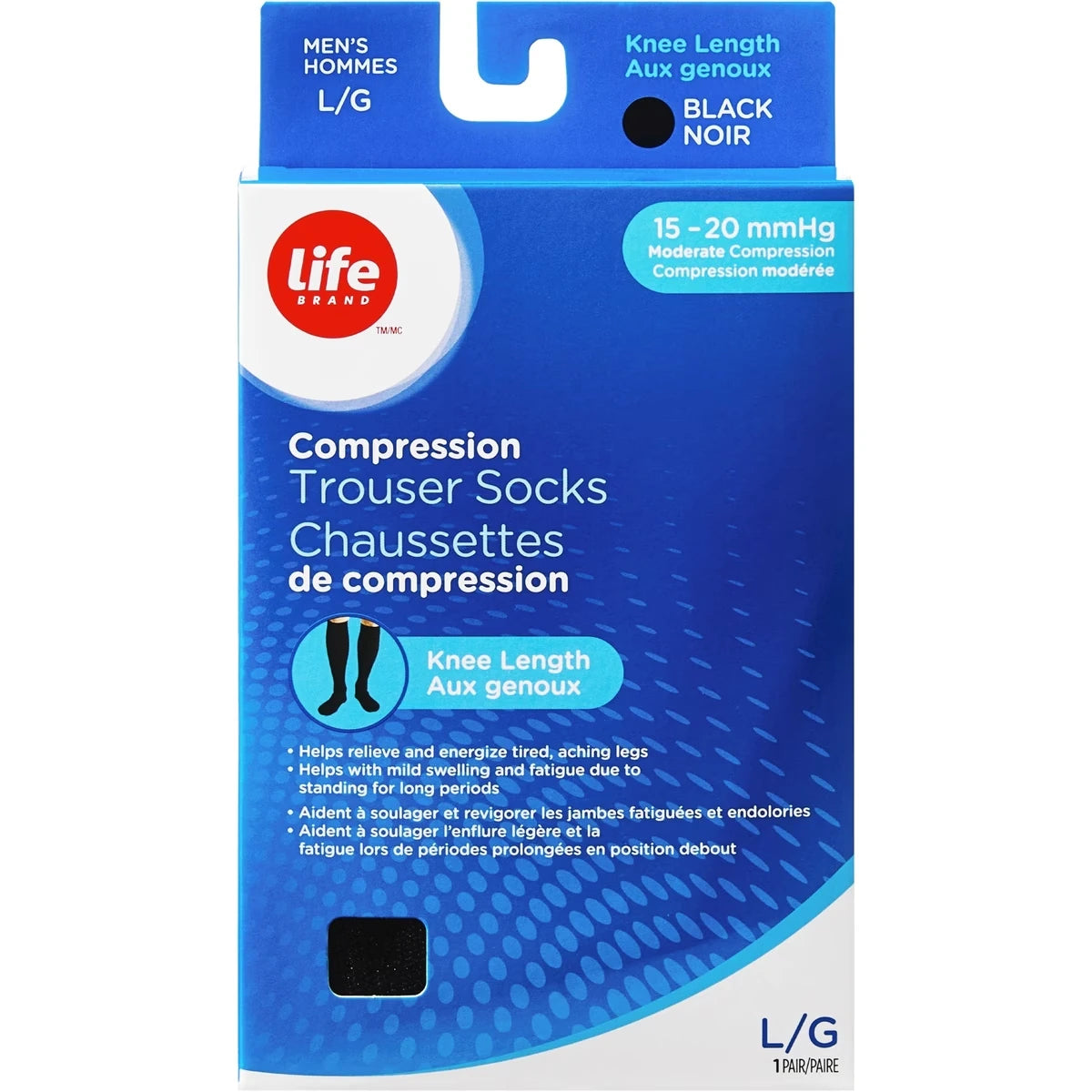 Bas diaphane de compression aux genoux L 15-20