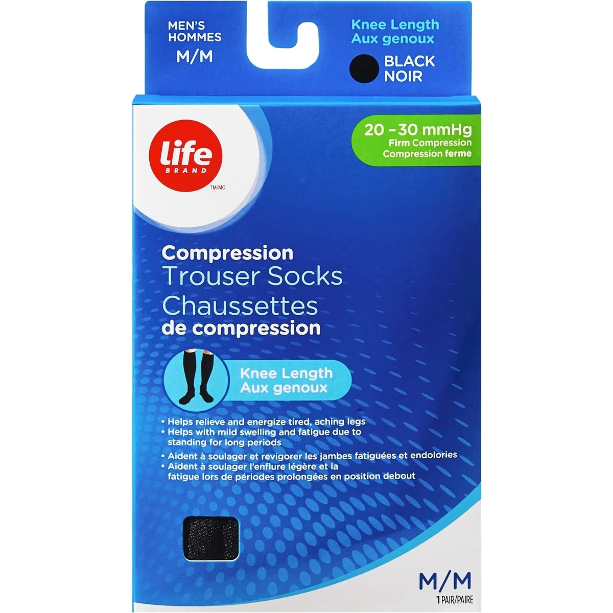 Bas diaphane de compression aux genoux  M 20-30