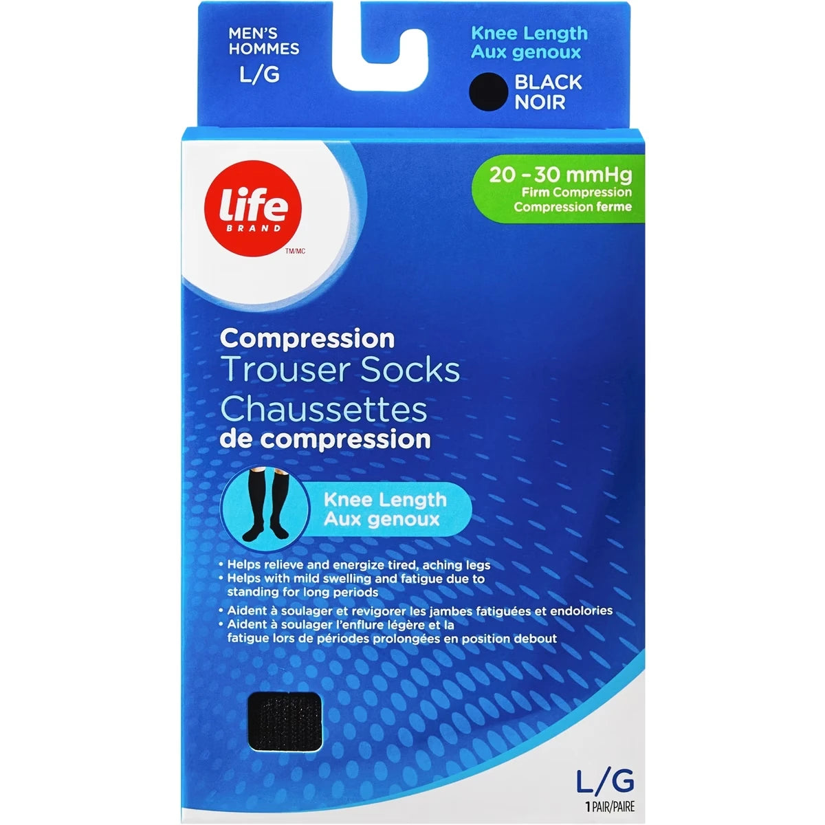 Bas diaphane de compression aux genoux  L 20-30