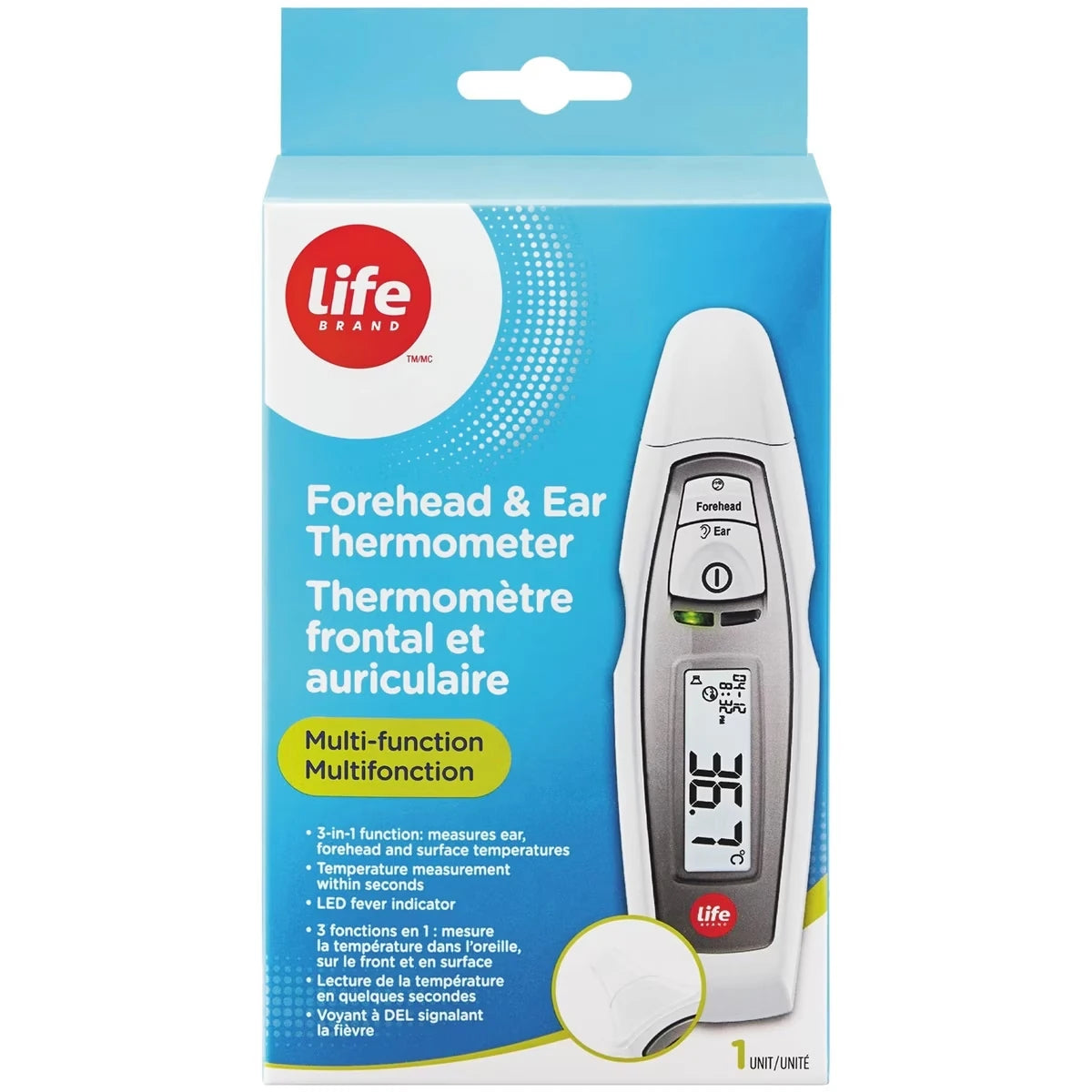 Thermomètre frontal et auriculaire
