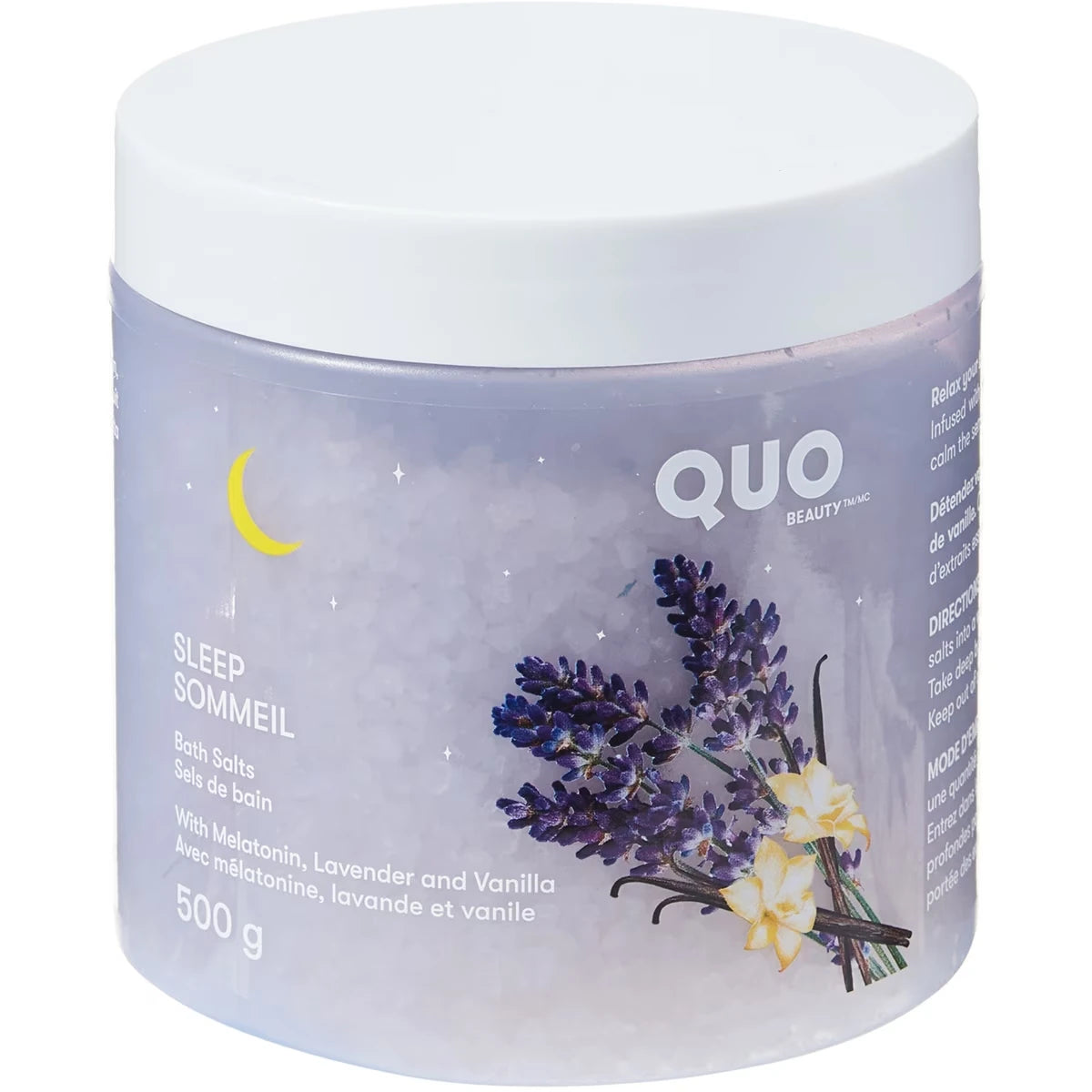 Sommeil sels de bain, avec mélatonine, lavande et vanille