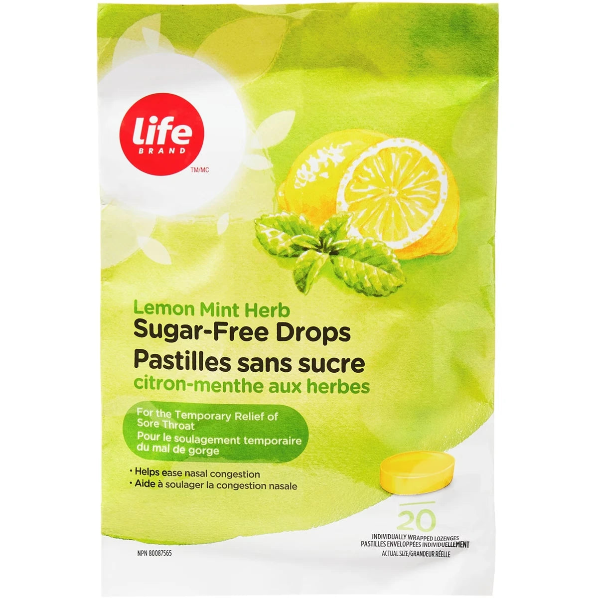 Pastilles aux herbes, au citron et à la menthe, sans sucre