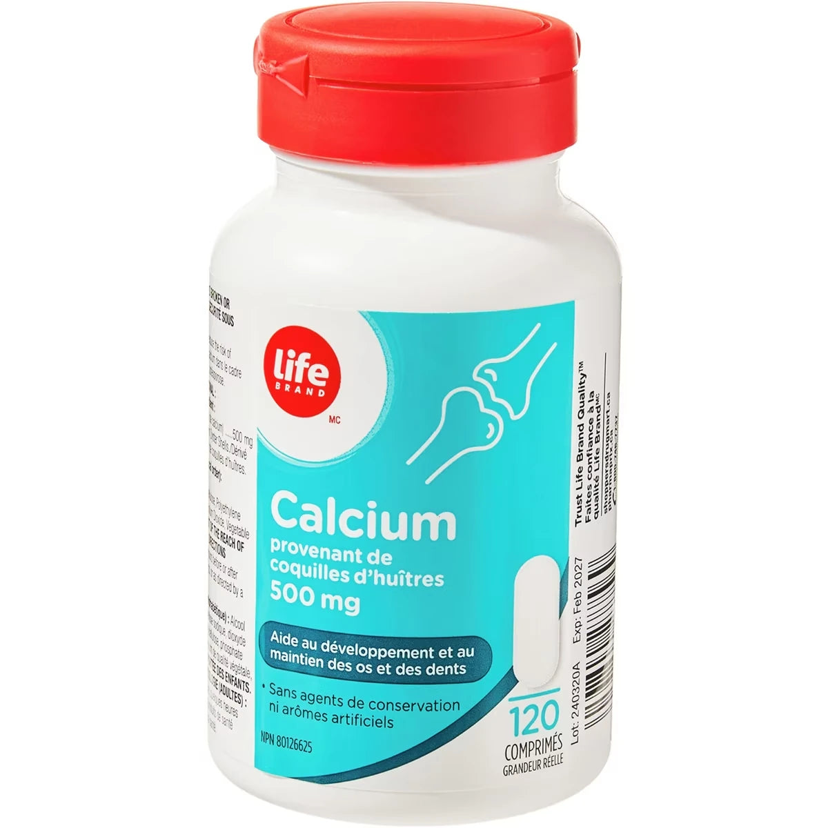 Calcium 500 mg provenant de coquilles d’huîtres