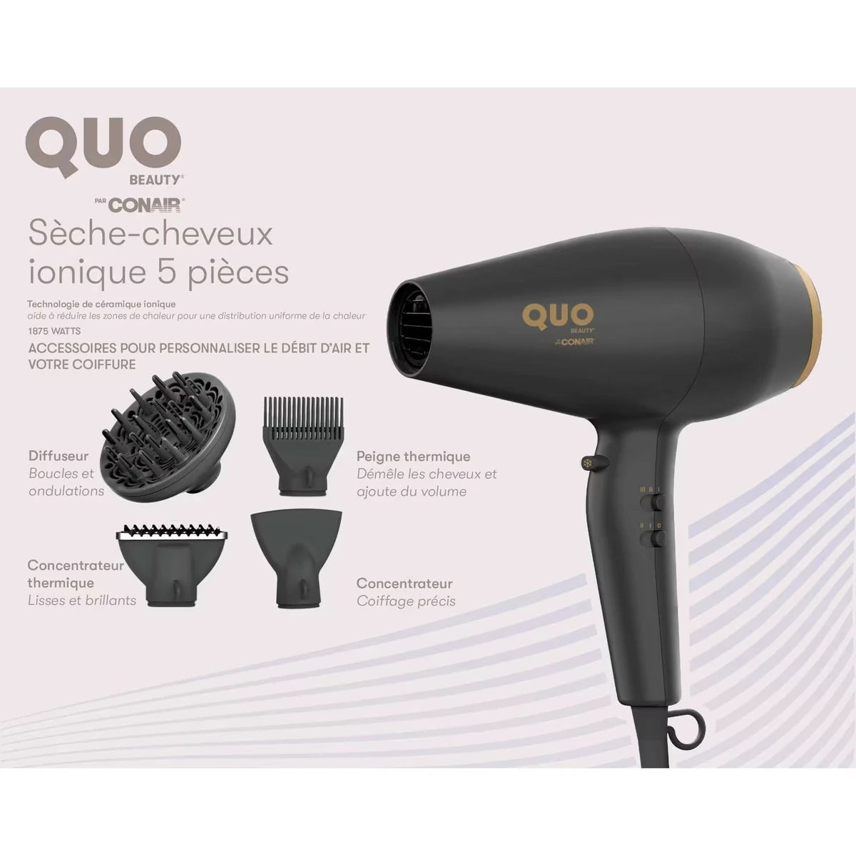 Sèche-cheveux ionique 5 pièces