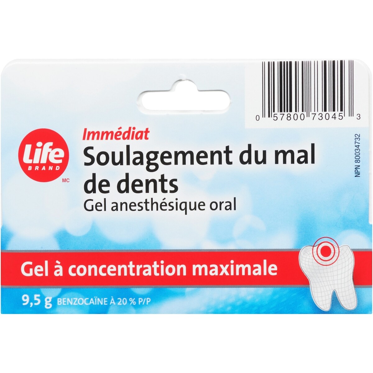 Soulagement du mal de dents Gel a concentration maximale