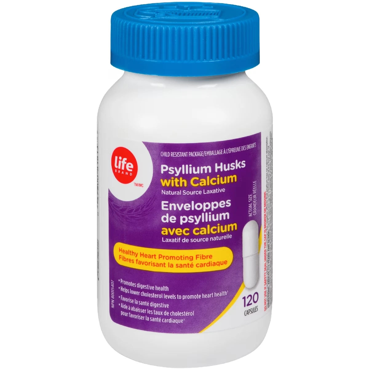 Enveloppes de psyllium avec calcium