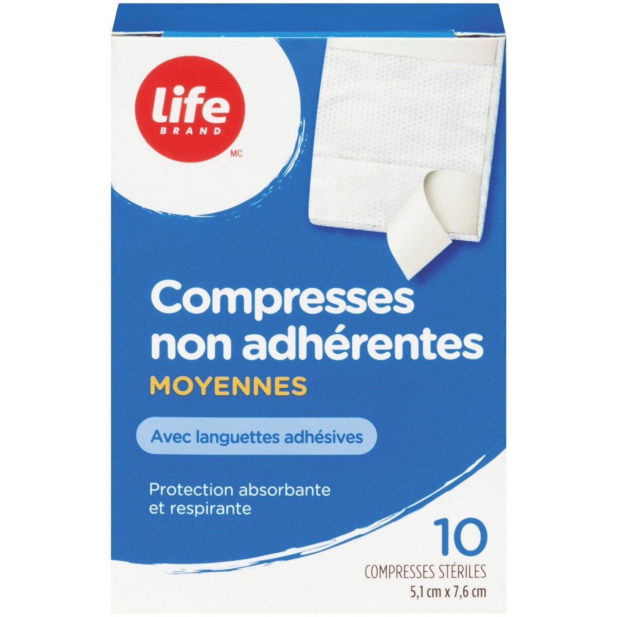 Tampons antiadhésifs stériles LB avec languettes adhésives