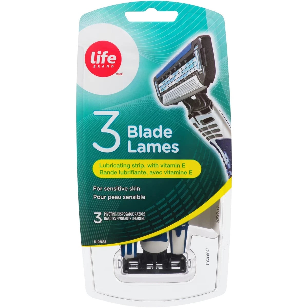 Rasoirs jetables  à triple lames pour la peau sensible, pour hommes