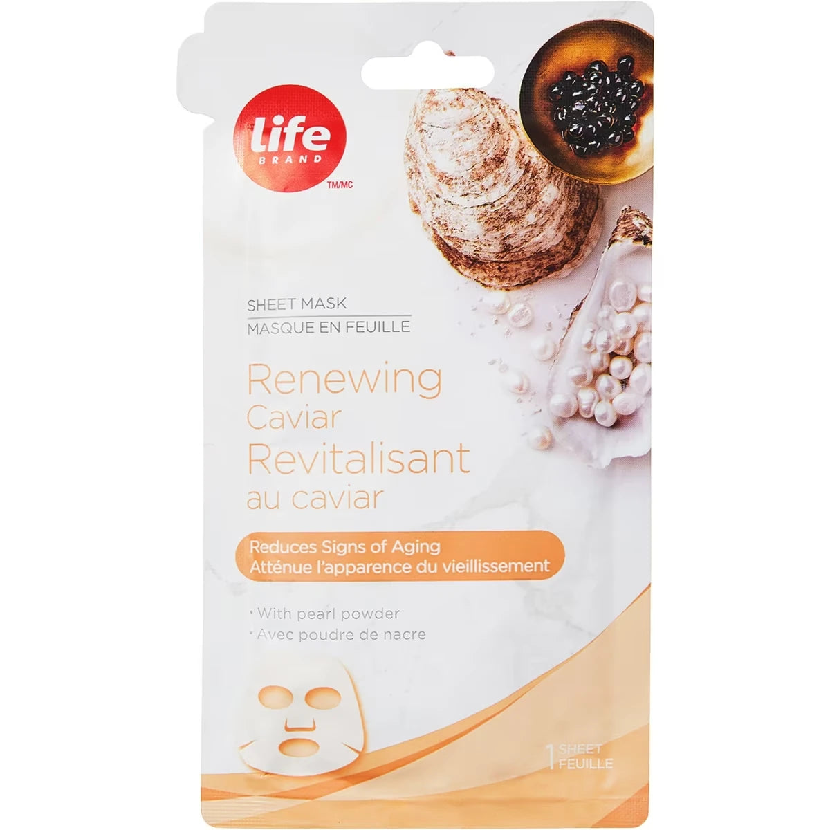 Anti-Aging Facial Sheet Mask, Caviar & Pearl Powder