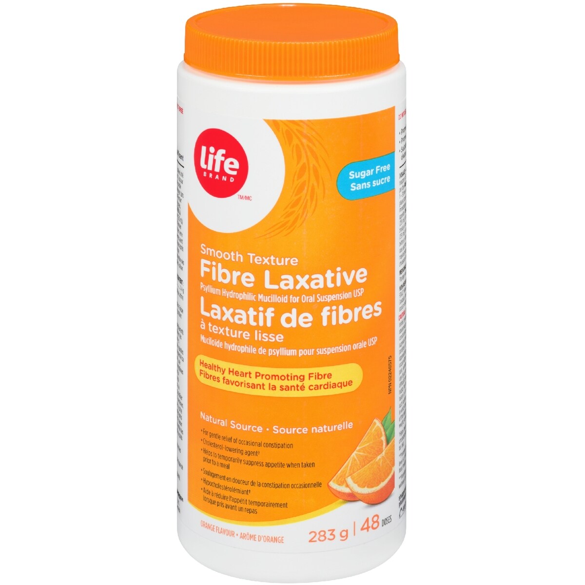 Laxatif de fibres à texture lisse  sans sucre arôme d'orange 48 doses