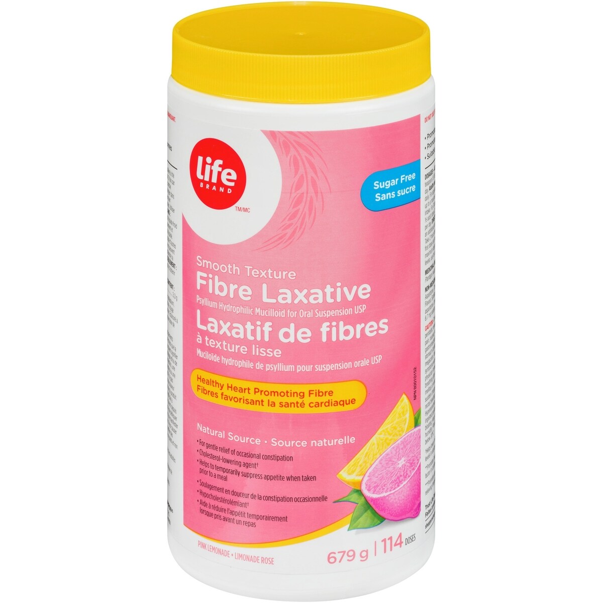 Laxatif de fibres à texture lisse arôme limonade sans sucre rose 114 doses