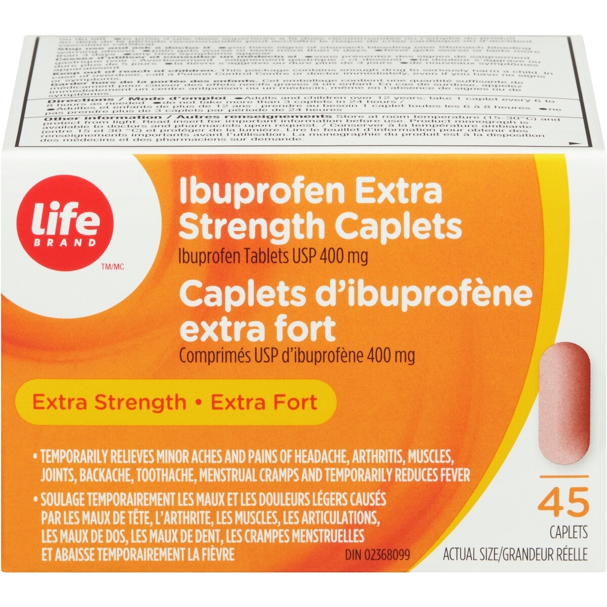 Caplets d’ibuprofène extra fort