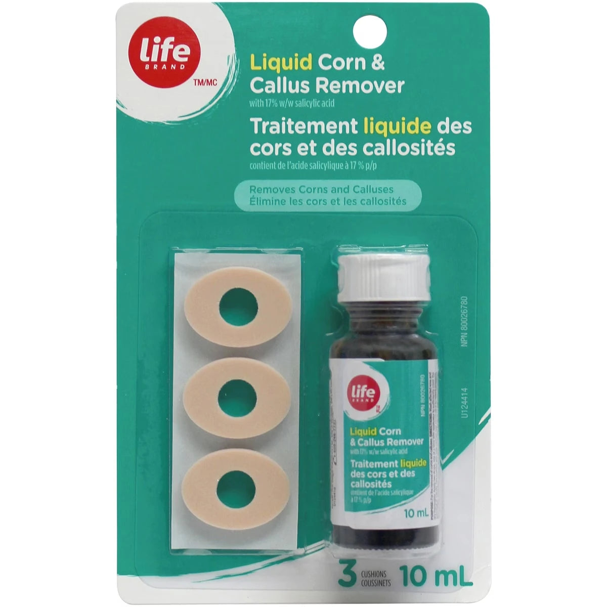 Trailtement liquid des cors et des callosités / Contient de l’acide salicylique à 17% p/p