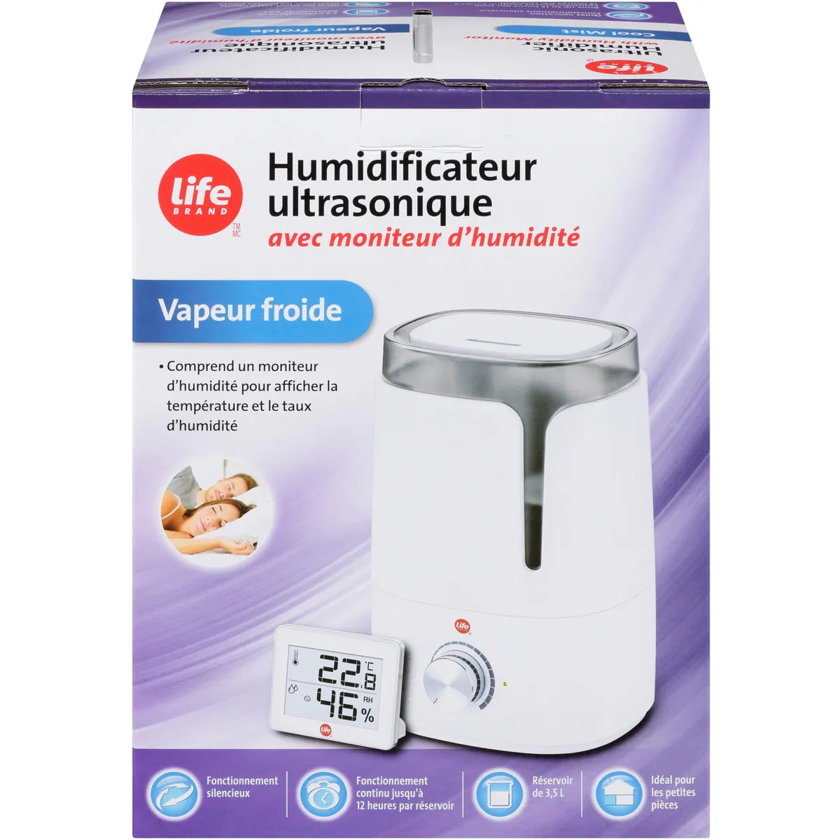 Humidificateur ultrasonique avec moniteur d’humidité