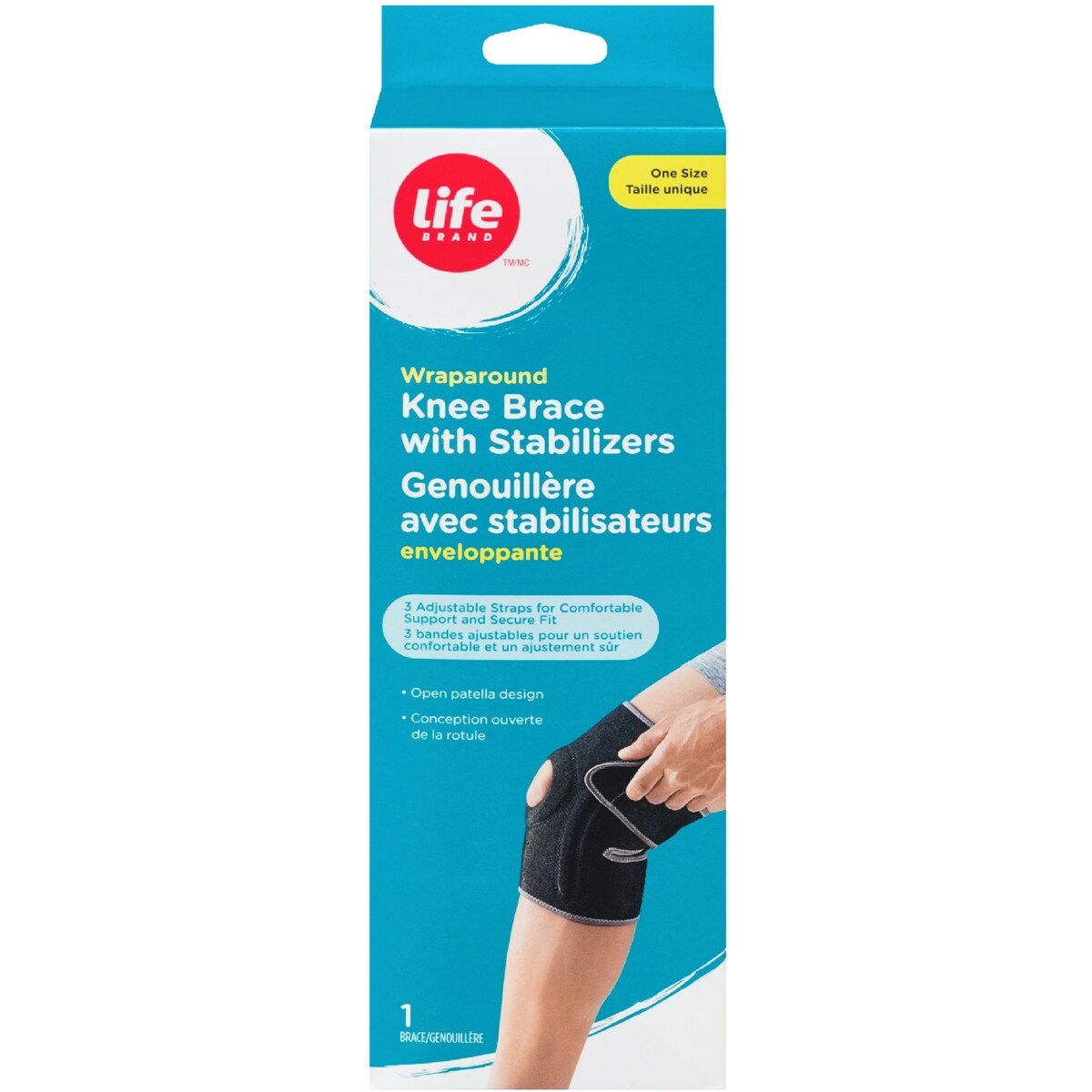 Genouillère avec stabilisateurs enveloppante