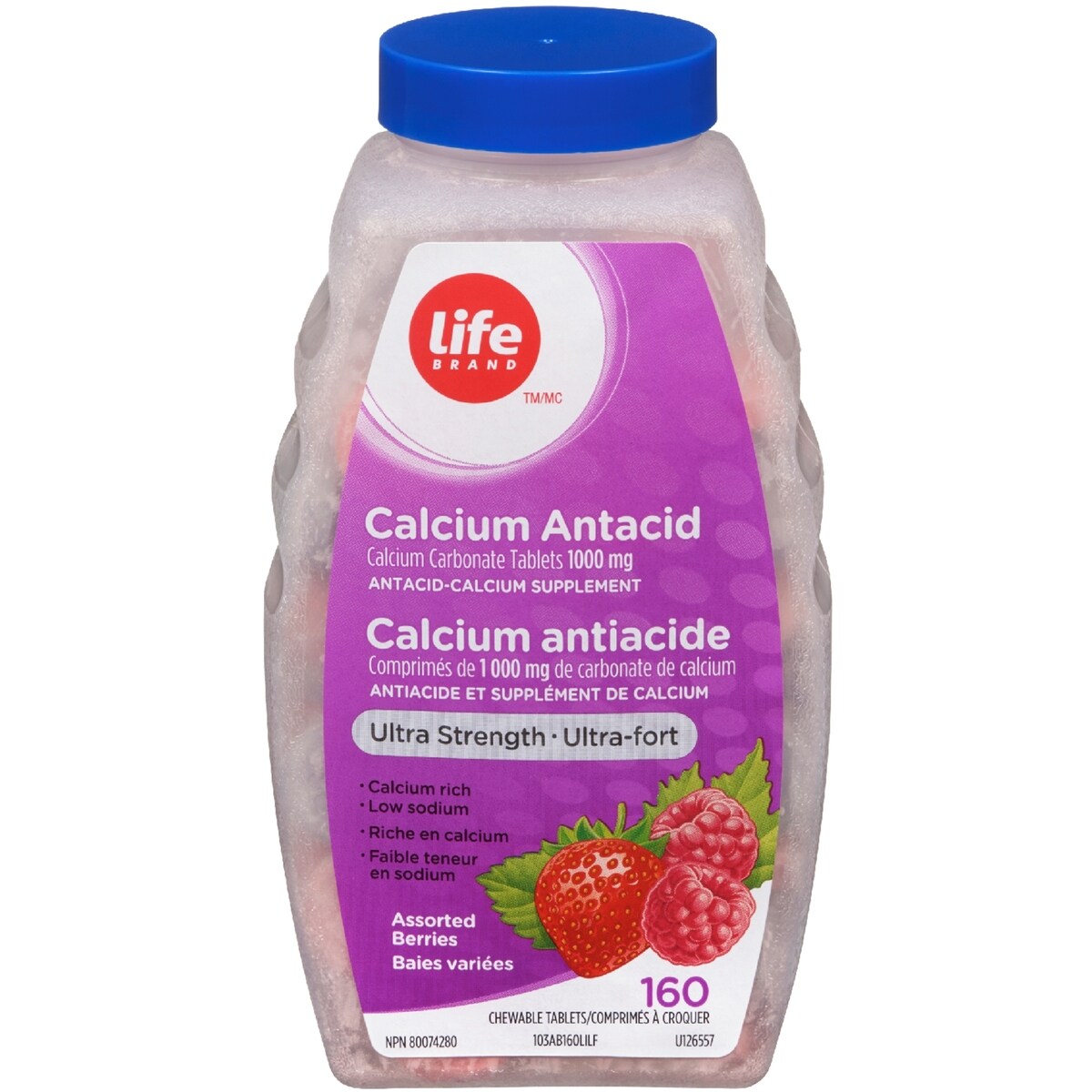 Calcium Antiacide Ultra Fort baies assorties 160ct