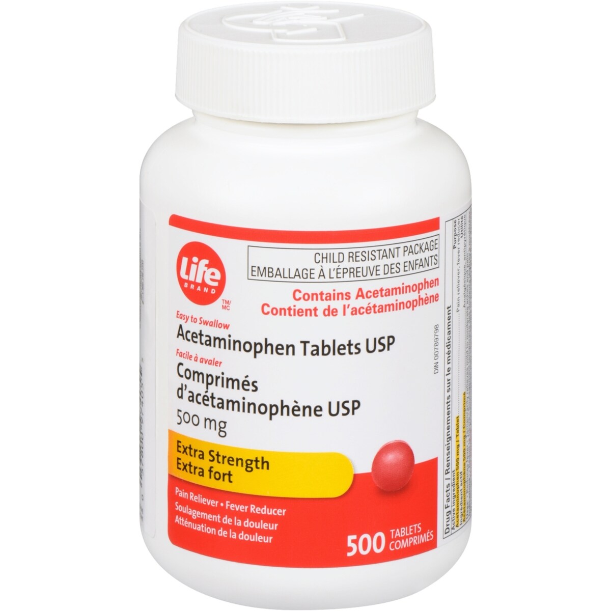 Acetaminophen tab 500 mg USP Comprimes d"acetaminophene USP 500mg Extra fort