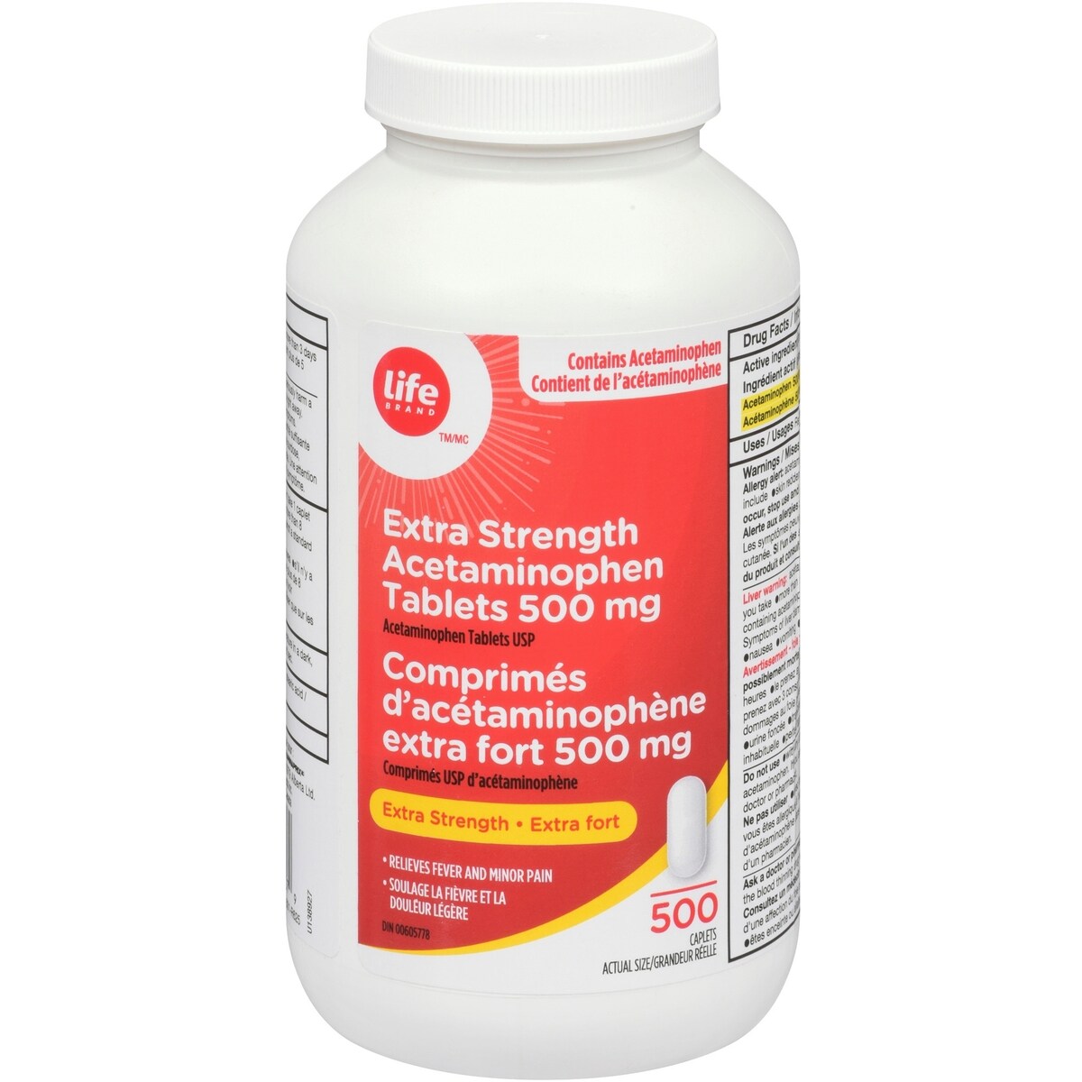 Comprimés d’acétaminophène extra fort 500 mg