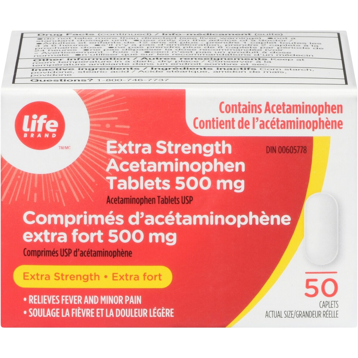 Comprimés d’acétaminophène extra fort 500 mg